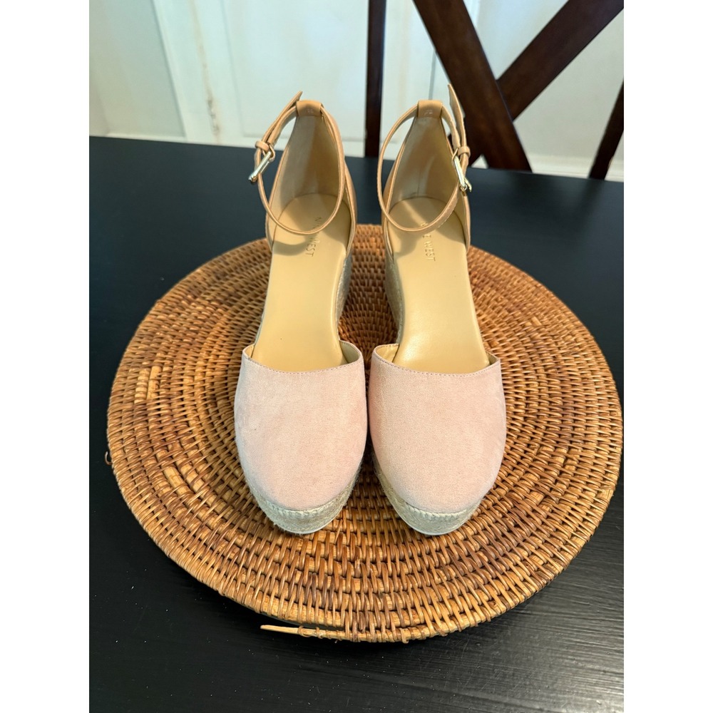 Nine West Pink Suede Espadrille Wedge Sandals